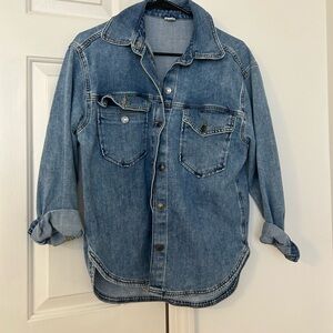 Denim button down shirt, really good as a layer on top